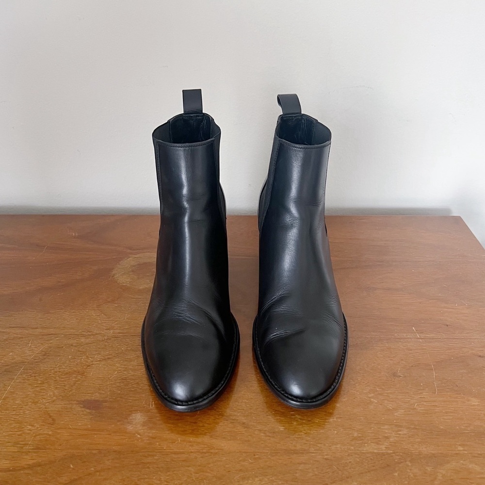 Jenni Kayne • Leather Heeled Chelsea boot ankle bootie black Nappa stacked 41 - Picture 5 of 13